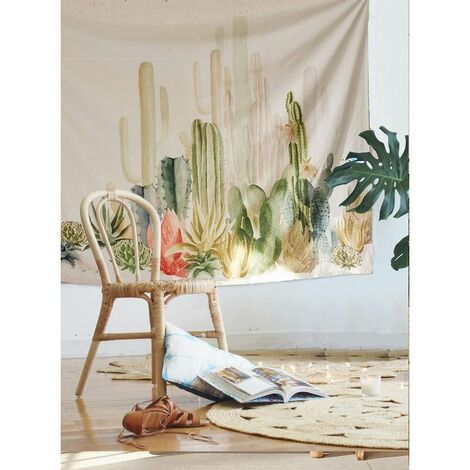 Paysage de cactus tenture murale tapisserie tissu papier peint décor à la maison, 60 "x 80", taille double