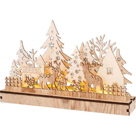 Paysage de Noël 10 LED 6x30x19 cm