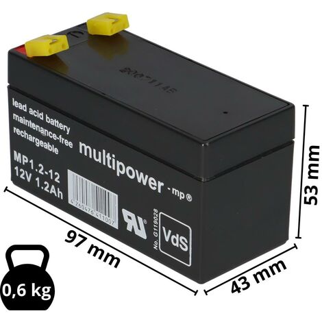 PB Akku 2x Multipower MP1,2-12 - 12V 1,2Ah