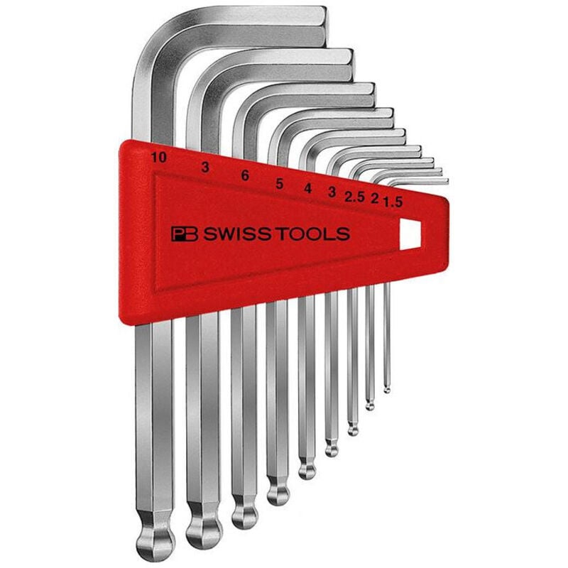 Set Clé allen en support plastique 9-unités 15-10mm Tête sphérique Pb Swiss Tools