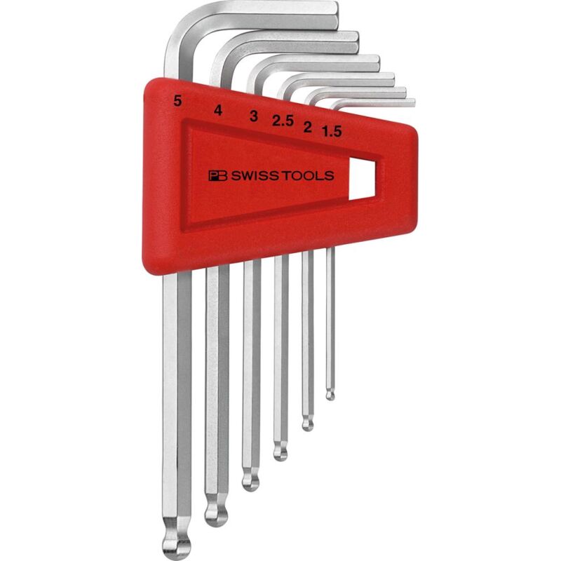 Pb Swiss Tools - Winkelschraubendreher- Satz im Kunststoffhalter 6-teilig 1,5-5mm Kugelkopf pb Sw