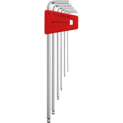 PB Swiss Tools Winkelschraubendreher- Satz im Kunststoffhalter 6-teilig 1,5-5mm lang Kugelkopf