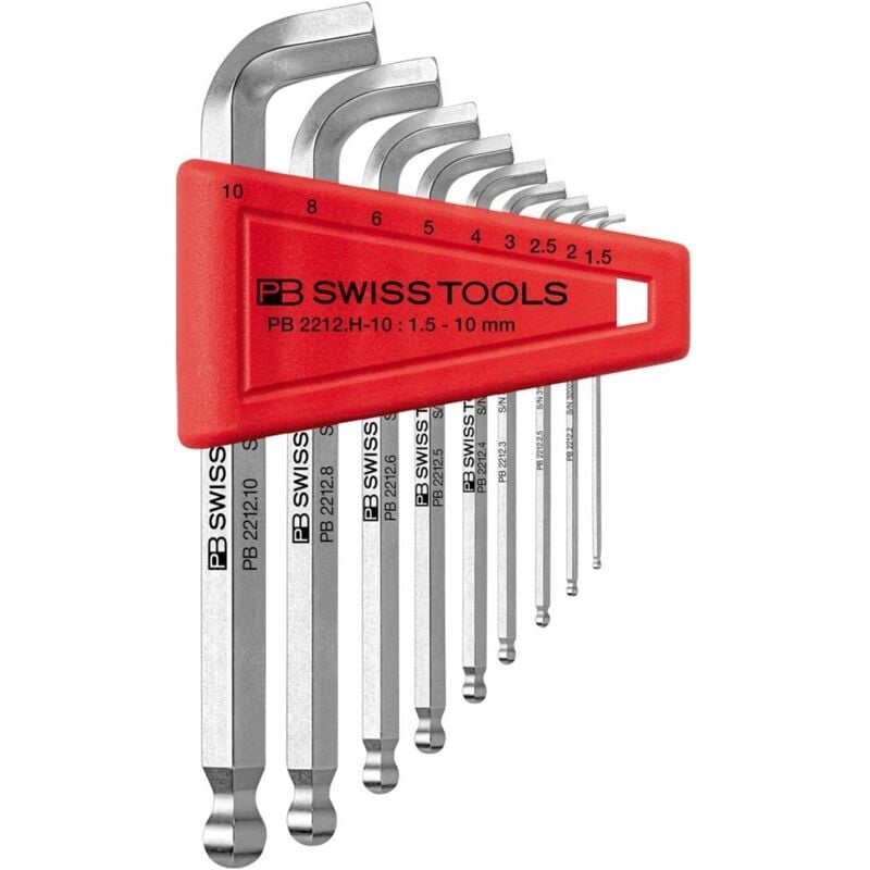 Winkelschraubendreher- Satz im Kunststoffhalter 9-teilig 1,5-10 mm 100 Grad Kugelkopf PB Swiss Tools