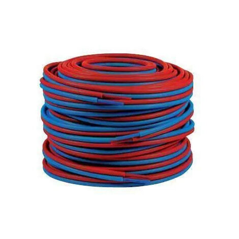 Pbtub – Tube PER prégainé double 13x16 mm – Longueur 50m – Identification facile bleu/rouge – Gaines soudées par point