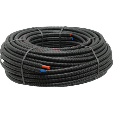 Pbtub – Tube PER prégainé double – Ø 16 x 1,5 – Couleur bleu et rouge – Longueur 50 m – Pour installations en milieu humide