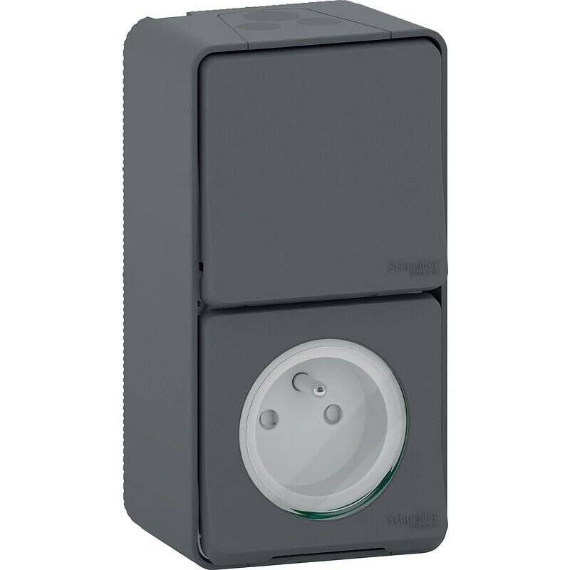 Schneider Electric - Mureva Styl - Prise courant 2P+T+va et vient verti. - saillie - IP55 IK08 - gris (MUR36025)