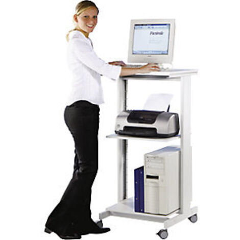 PC-Arbeitstisch H1180xB600xT500mm lichtgrau fahrbar