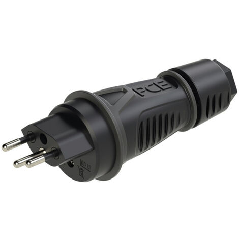 PC Electric 0313-ss Schutzkontaktstecker PA6, TPE  250 V Schwarz IP55