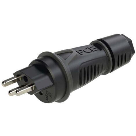PC Electric 0323-ss Fiche électrique mâle avec terre PA6, TPE 250 V noir IP55 R286152