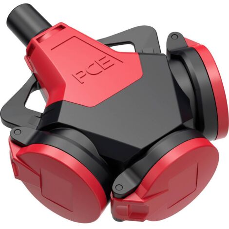 PC ELECTRIC 243712-SR ADAPTATEUR TRIPLE CAOUTCHOUC 250 V ROUGE IP54
