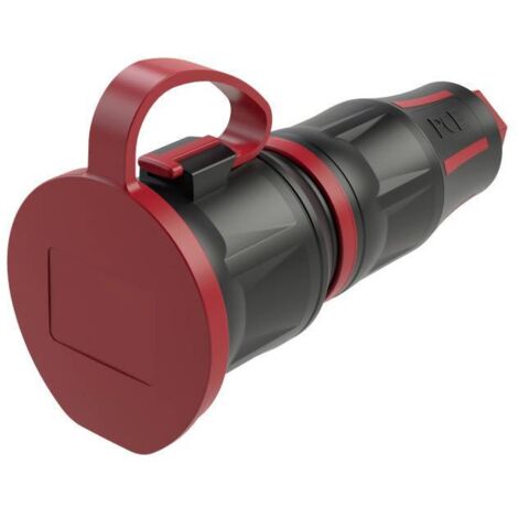 PC Electric 24711-sr Fiche électrique femelle avec terre caoutchouc, PA6 250 V noir, rouge IP54 R247852