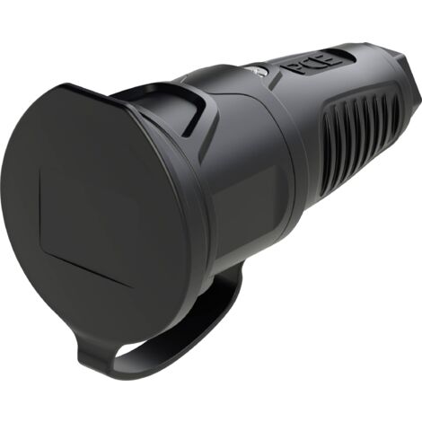 PC Electric 2521-ss Fiche électrique femelle avec terre Tout caoutchouc 250 V noir IP54
