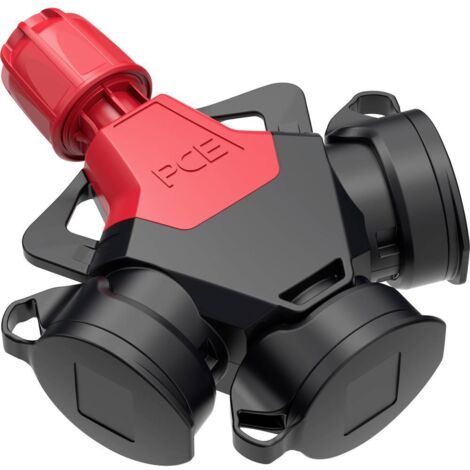 PC Electric 253811-src Adaptateur triple caoutchouc 250 V rouge IP54 Y765563