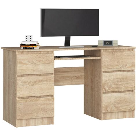 PC-Schreibtisch AKORD A11 in der Farbe Sonoma-Eiche mit 6 Schubladen B135 x H77 x T50 cm