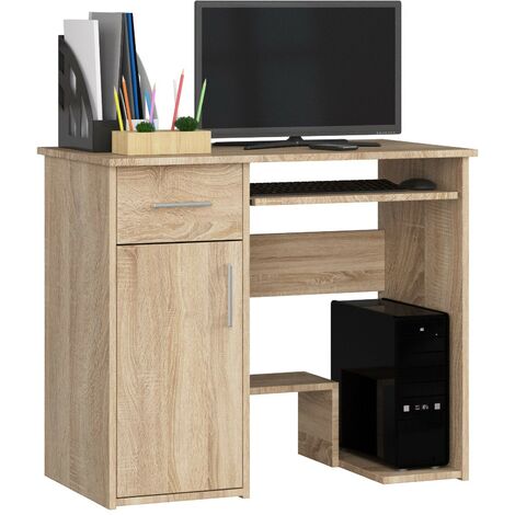 PC-Schreibtisch AKORD JAY in der Farbe Sonoma-Eiche Schublade und 3 Ablagen B90 x H74 x T50 cm