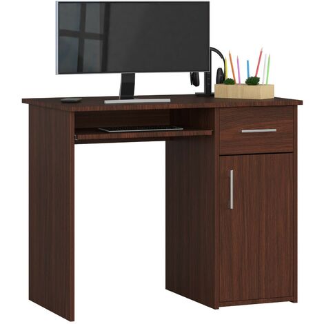 PC-Schreibtisch AKORD PIN in der Farbe Wenge Schublade und 3 Ablagen B90 x H74 x T50 cm