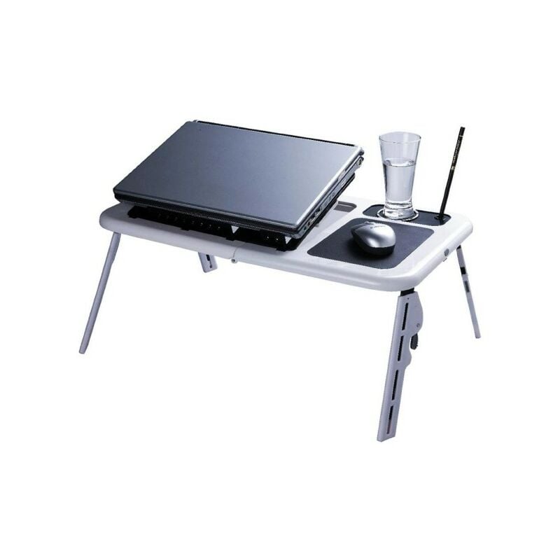 Trade Shop Traesio - Table Pliante Pour Ordinateur Portable Avec Ventilateurs