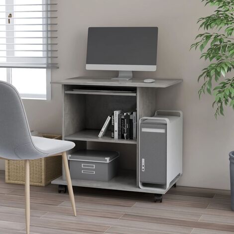 PC-Tisch Betongrau 80×50×75 cm Spanplatte