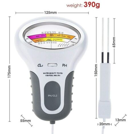 PC102 CL2 & PH détecteur de qualité de l'eau de piscine PH analyseur de qualité de l'eau Portable testeur de chlore résiduel de piscine
