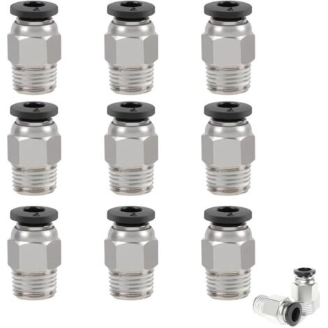 PC4-01 Connecteur de raccord rapide à tube pneumatique droit mâle pour extrudeuse Bowden longue distance (10 pièces)