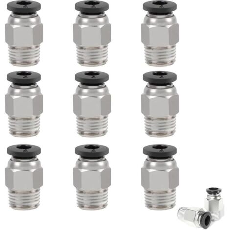 PC4-01 Connecteur de raccord rapide à tube pneumatique droit mâle pour extrudeuse Bowden longue distance (10 pièces)