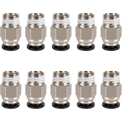 PC4-M10 connector, PC4-M10 pneumatic connector, pneumatic connector for PTFE tubing, PC4-M10 straight pneumatic connector, PC4-M10 pneumatic straight tube connector for 3D printer, 10 pieces MUMU