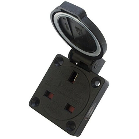 PCE 13A PRISE DE COURANT NOIRE (NORME BRITANNIQUE) 2P+E 230V IP54 (1020-5S)