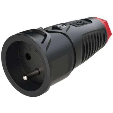 PCE 2410-sr Fiche électrique femelle avec terre caoutchouc, plastique 230 V noir IP20 A808382