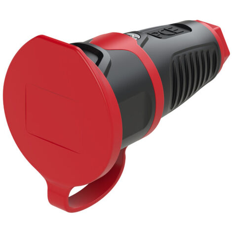 PCE 2411-sr Schutzkontaktkupplung Gummi, Kunststoff  230 V Schwarz, Rot IP54