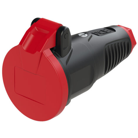 PCE 2512-sr Schutzkontaktkupplung Gummi, Kunststoff  230 V Schwarz, Rot IP54