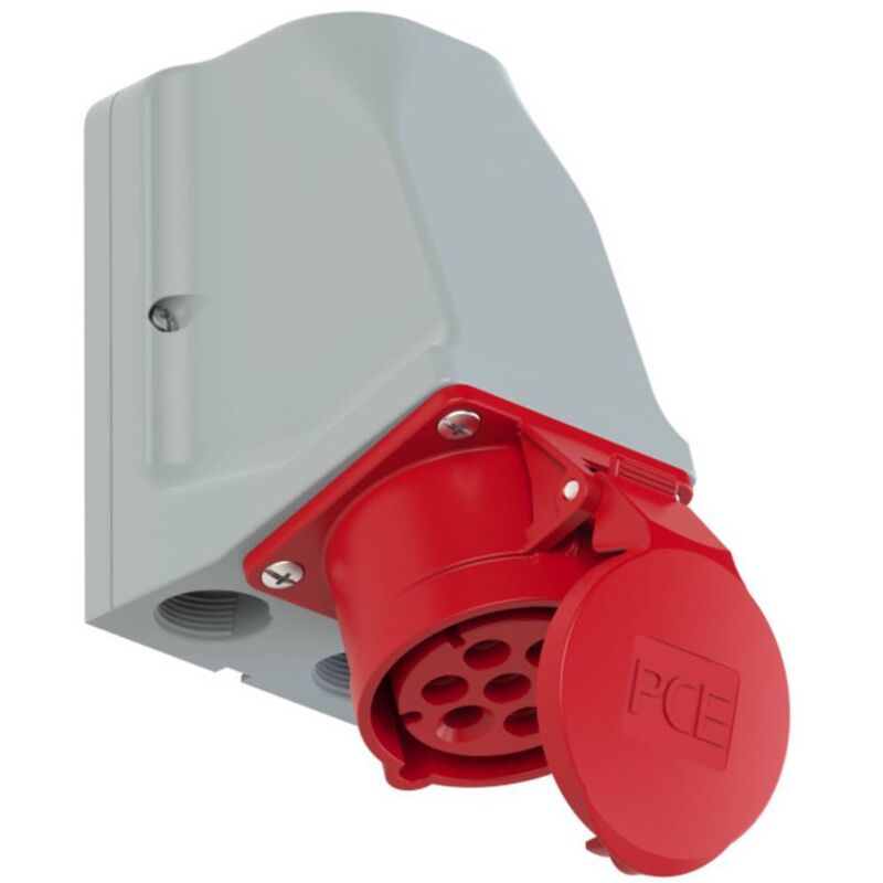 Prise murale femelle cee 16 a 7 pôles PCE 917-6v 400 v rouge, gris 1 pc(s)