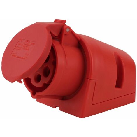 PCE CEE-Wandsteckdose 5-polig 16A rot Adapterstecker