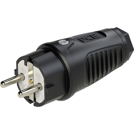 PCE Gummi-Schutzkontaktstecker Taurus2, schwarz
