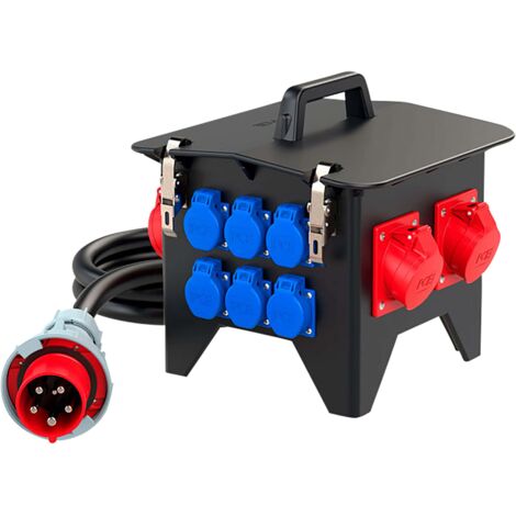 PCE Stromverteiler Spitz, 2x CEE 16A, 2x CEE 32A, 6x SSD 16A, IP54, schwarz