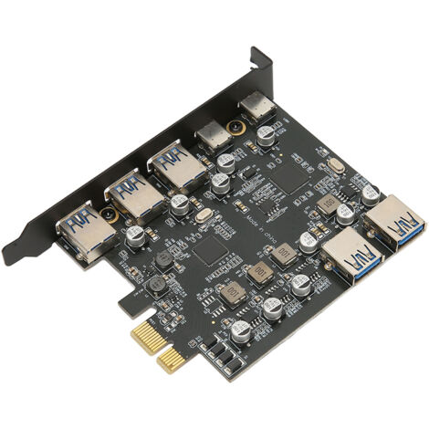 PCI-E-Karte mit 7 USB 3.0 5-Gbit/s-Anschlüssen, kompatibel mit Windows, Mac OS und Linux, mit rückseitigen Anschlüssen