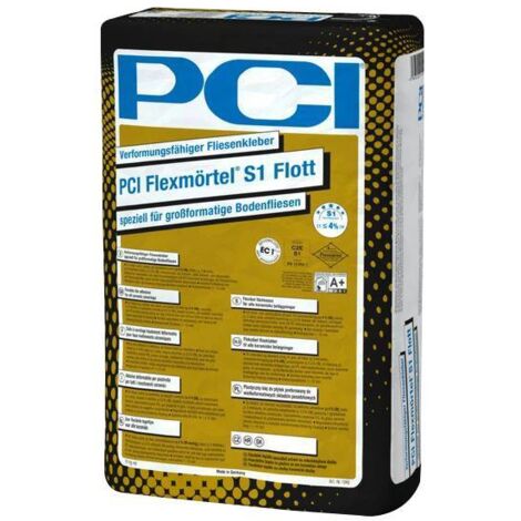 Fliesenkleber PCI Flexmoertel S1 Flott 20KG 1049 – Verformungsfähig – Wasserfest – Für großformatige Bodenfliesen – Hohe Verarbeitungszeit