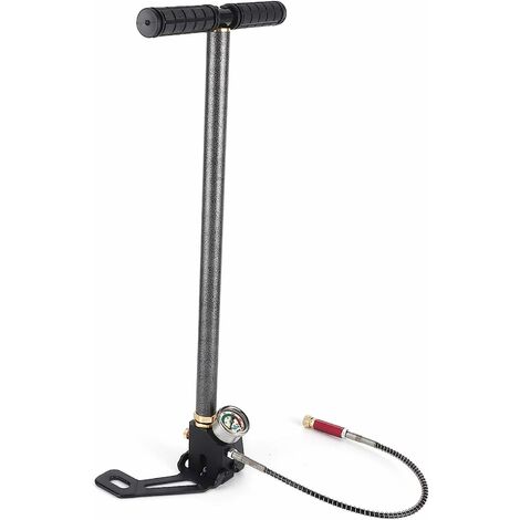 PCP Pump for Air Gun, 3 Stage 6000PSI High Pressure Hand Pump Air Rifle Gun Pump Tungsten Steel with Gauge for High Pressure Tires and Pre-Charged Pneumatic Airguns