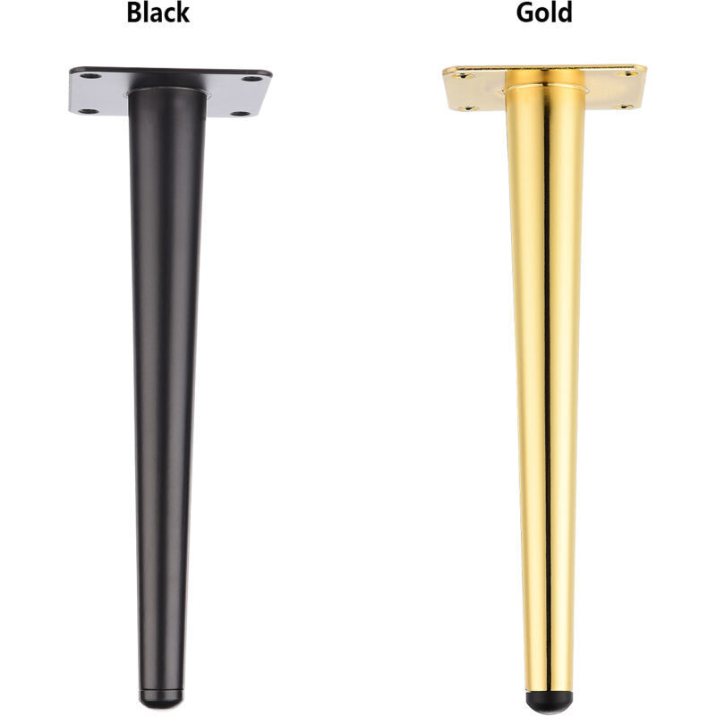 pcs (25 cm droits coniques noirs avec or) Pieds de canapé Meubles Pieds en métal Armoire de salle de bain Meuble TV Pieds de support de matériel de
