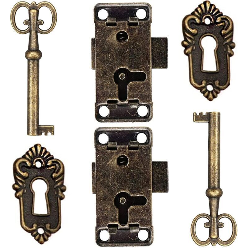 Pcs Antique Cabinet Door Lock Furniture Locks for Decorative Cupboards Lock with Key Keyhole for Wooden Box Antique Jewelry Makeup Suitcase Furniture