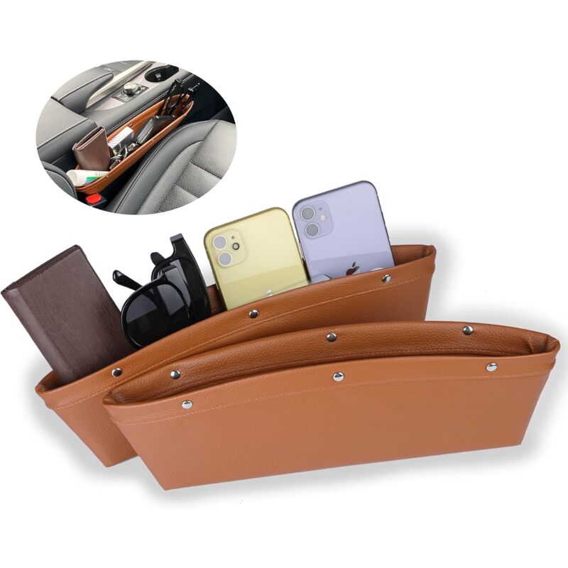 Image of Pcs Auto Sitz Lücke Lagerung Box pu Leder Auto Sitz Lücke Organizer