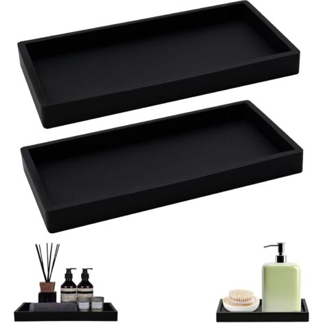 pcs Black Rectangular Decorative Tray, Bathroom Tray, Bathroom Trays, Easy to Clean, Effectively Organizes Objects, 20  10cm