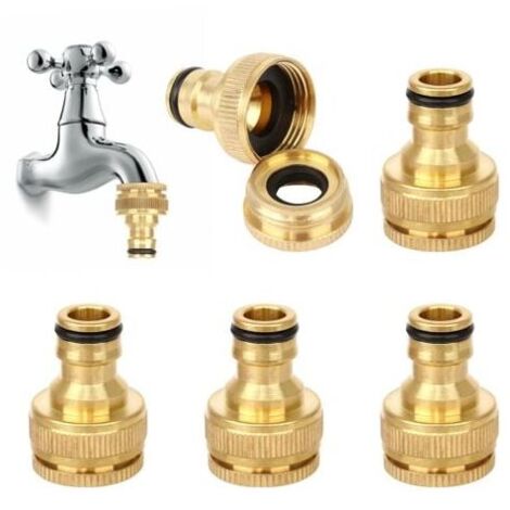 PCS Brass Garden Hose Connector, Garden Tap Connector, Brass Garden Hose, Tap Connector, 1/2 3/4 Thread Tap Connector with Washer MUMU