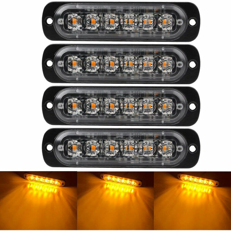 Heguyey - Pcs Car Emergency Warning Light, Emergency Headlight Hazard Strobe Light, 6 LEDs Waterproof Surface Mount, Yellow Light