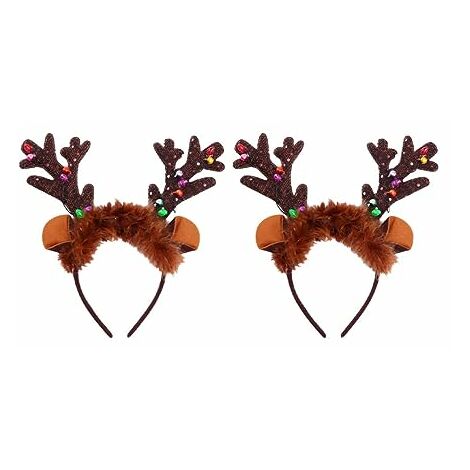 2pcs NATALE RENNA LUMINOSA FASCE Glow Antler Hairband PARTY Supplies 
