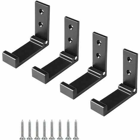 Pcs Crochets muraux pliables à 90 ° en alliage d'aluminium avec vis pour portes murales placards cuisine salle de bain bureau porte-manteau mural (noir)