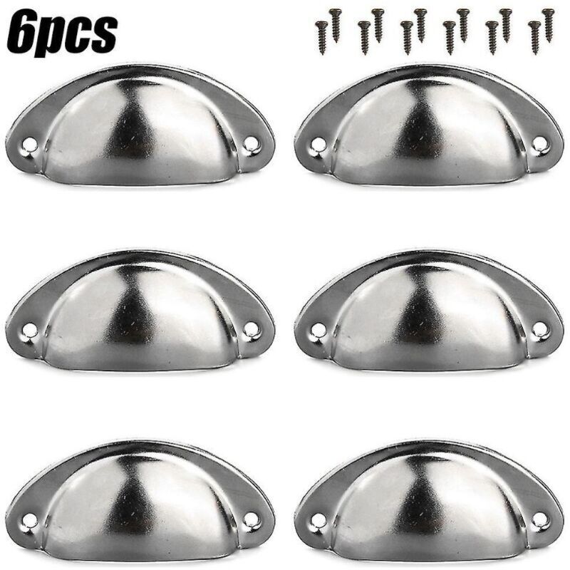 pcs Cup Handles Shell Pull Kitchen Cupboard Wardrobe Door Furniture Drawer Knobs Silver