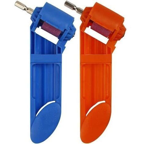 Pcs Drill Bit Sharpener, Corundum Drill Bit Sharpener, Portable Drill Bit Sharpening Tool, Made of High Quality ABS Plastic and Brown Corundum Grinding Wheel, High Hardness (Blue, Orange)