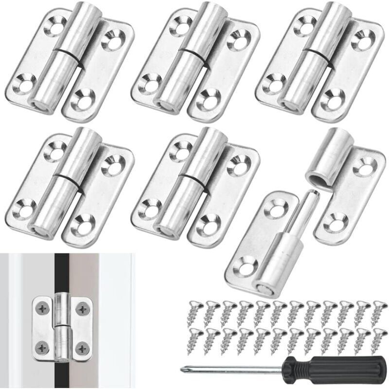 Pcs Left Removable Door Hinges Detachable Stainless Steel Hinges Cabinet Furniture Door Hinges with 24 Screws and Screwdriver for DIY Jewelry Box