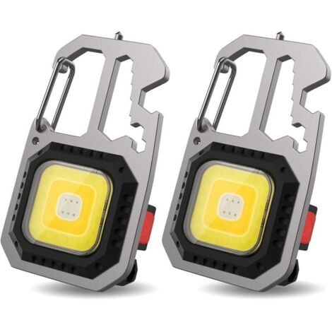 PCS Mini-Arbeitsleuchte, 7 Modi, Schlüsselanhänger, wasserdichte Taschenlampe, wiederaufladbare Inspektionsleuchte, mit Flaschenöffner, Magnetfuß, für Camping/Reparaturen/Notfälle