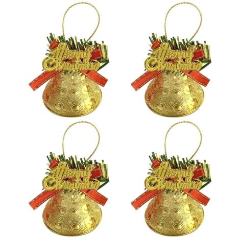 Pcs Mini Christmas Bows with Bells, Christmas Tree Bows, Party Decoration Supplies, Home Decor, Christmas Tree Hanging Accessories (Gold)